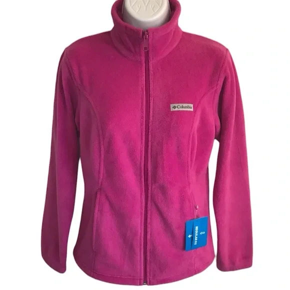 Columbia Women's Fuchsia Pink Fleece Full Zip Jacket with pockets size XS NWT - Picture 10 of 16
